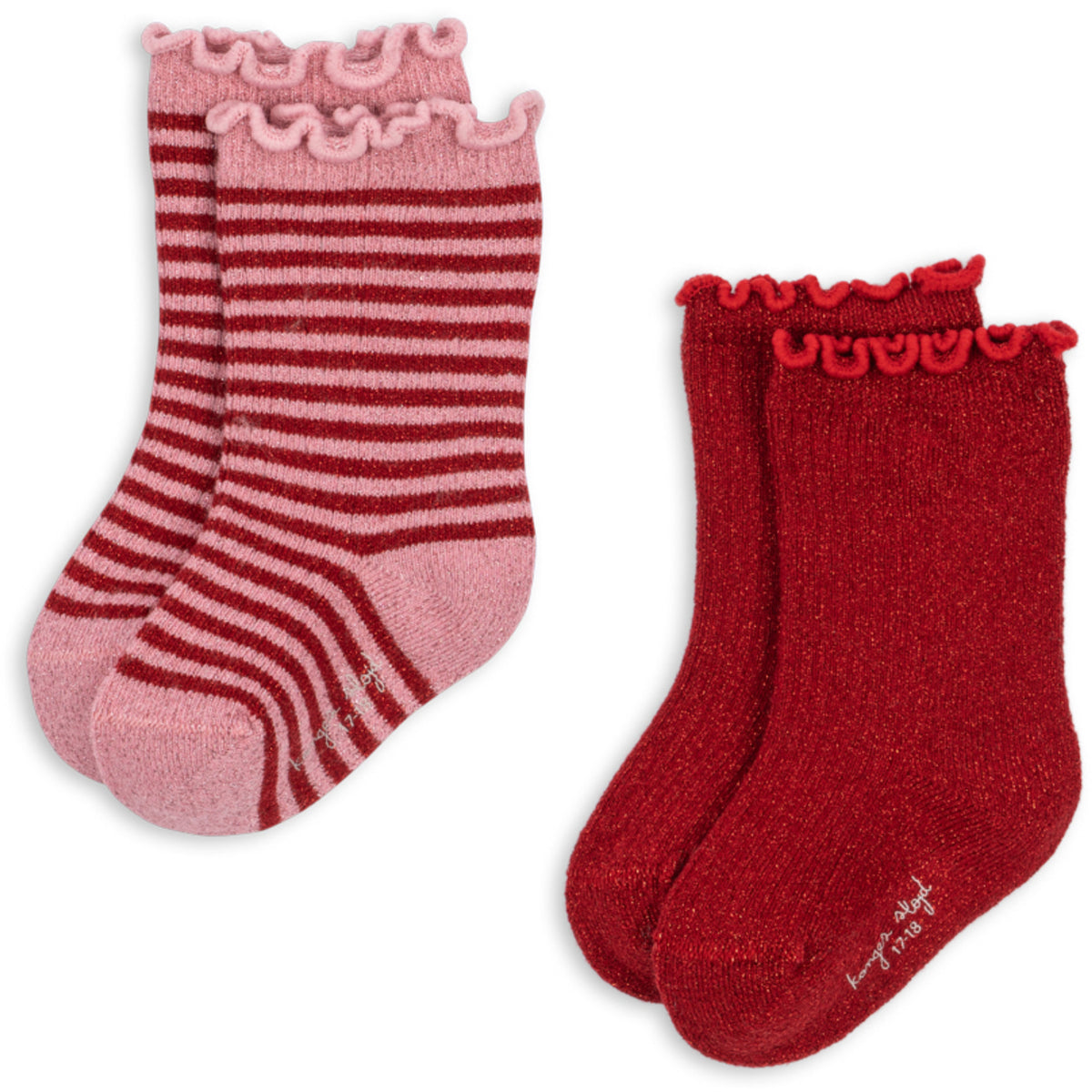 Konges Sløjd Red Stripe 2 Pakke Glitter Strømper