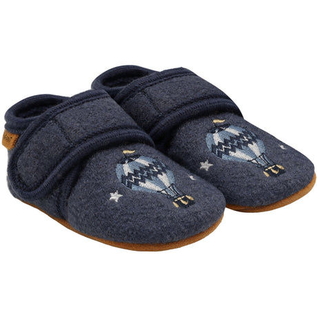 En Fant Vintage Indigo-Blue Ull Tøfler M/ Embroidery