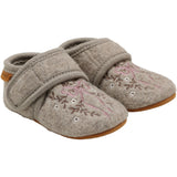En Fant Sand Melange-Beige Ull Tøfler M/ Embroidery