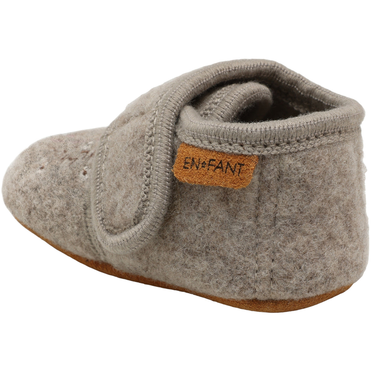 En Fant Sand Melange-Beige Ull Tøfler M/ Embroidery
