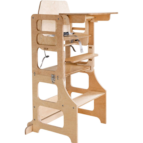 Duck Woodworks Natural Foldbar EC Kitchen Tower Med Højt Stol Addon Sett