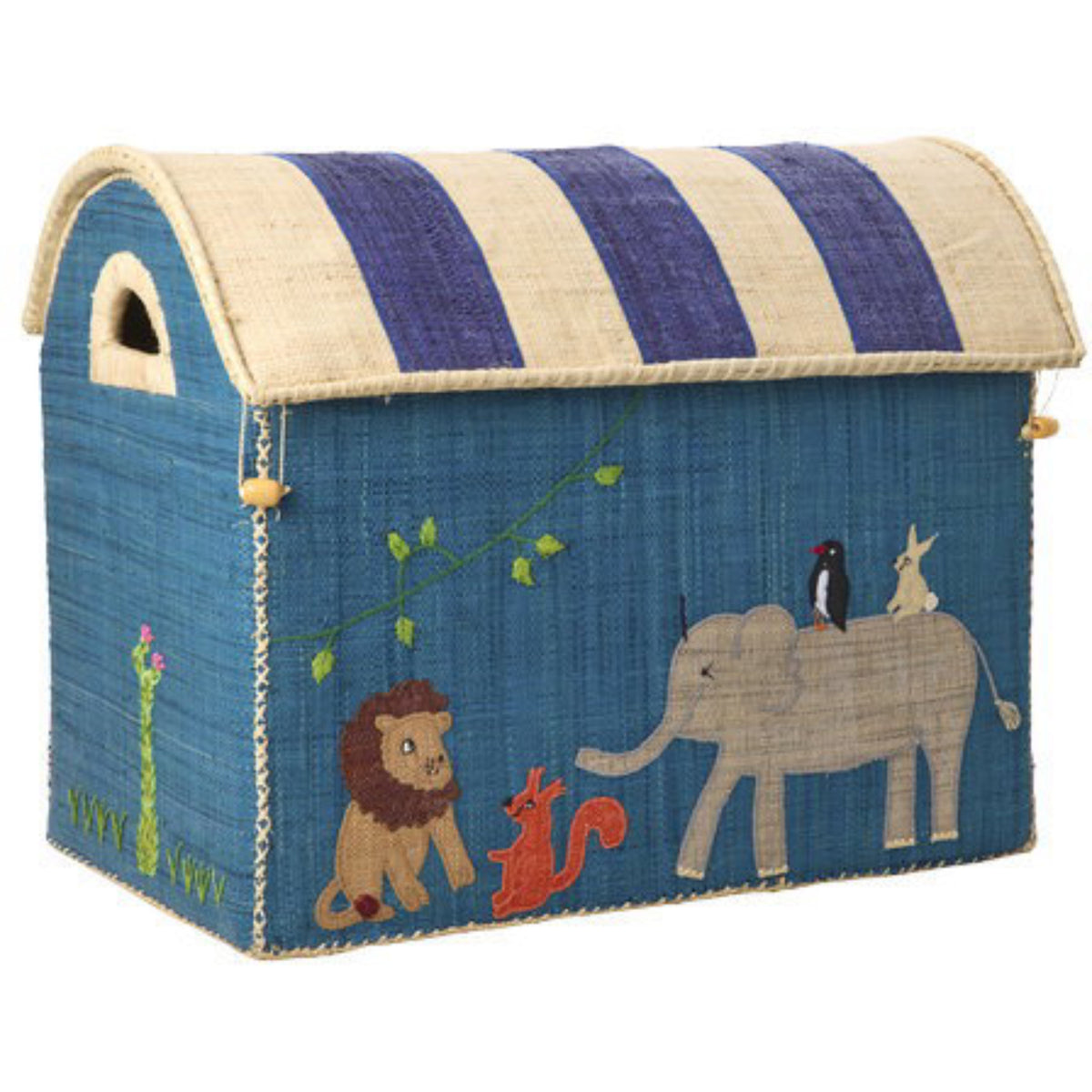 Rice Raffia Leketøy Baskets Med Animal Theme - Sett Of 3