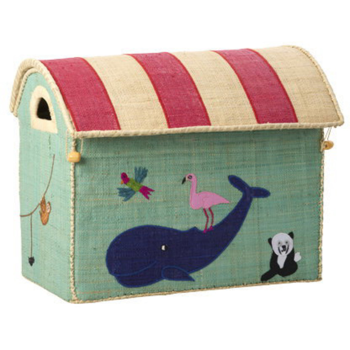 Rice Raffia Leketøy Baskets Med Animal Theme - Sett Of 3