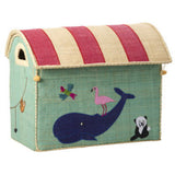 Rice Raffia Leketøy Baskets Med Animal Theme - Sett Of 3