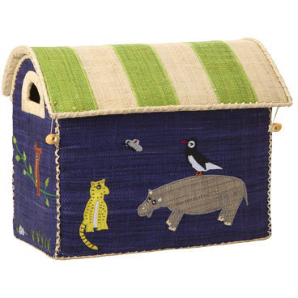 Rice Raffia Leketøy Baskets Med Animal Theme - Sett Of 3