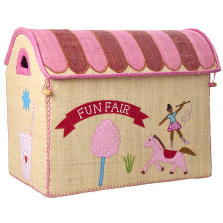 Rice Pink Fun Fair Theme Raffia Leketøy Baskets 3-Pakning