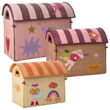 Rice Raffia Leketøy Baskets Med Hero Theme - Pink - Sett Of 3