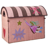 Rice Raffia Leketøy Baskets Med Hero Theme - Pink - Sett Of 3
