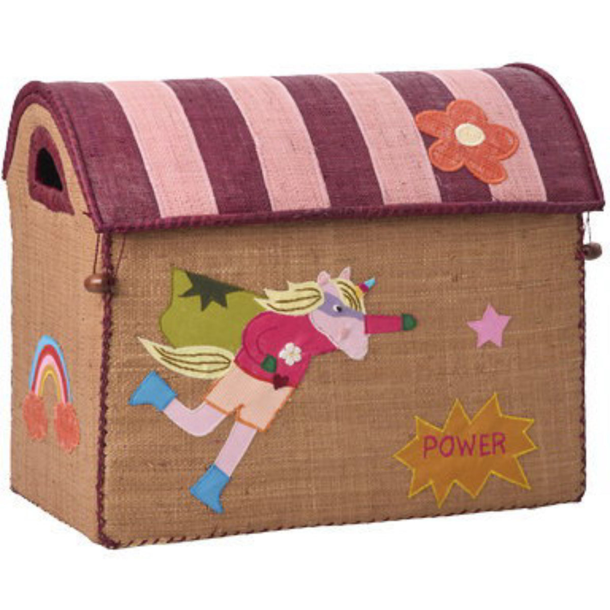 Rice Raffia Leketøy Baskets Med Hero Theme - Pink - Sett Of 3