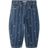Name It Medium Blue Denim Flowers Nmfbella Barrel Jeans 6699-Qn