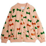 Mini Rodini Pink Bows Aop Velour Baseball Cardigan