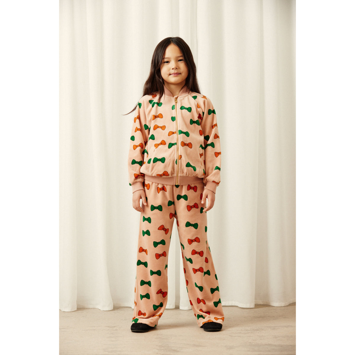 Mini Rodini Pink Bows Aop Velour Trousers