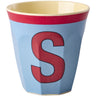 Rice Melamin Kopp Med The Letter S - Vintage - Vintage Blue - Medium - 250 Ml