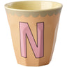 Rice Melamin Kopp Med The Letter N - Vintage - Peach - Medium - 250 Ml