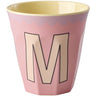 Rice Melamin Kopp Med The Letter M - Vintage - Pink - Medium - 250 Ml