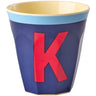 Rice Melamin Kopp Med The Letter K - Vintage - Royal Blue - Medium - 250 Ml