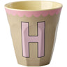 Rice Melamin Kopp Med The Letter H - Vintage - Beige - Medium - 250 Ml