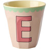 Rice Melamin Kopp Med The Letter E - Vintage - Soft Pink - Medium - 250 Ml