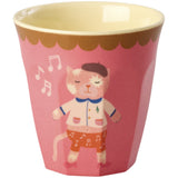 Rice Melamin Kids Kopp Med Pink Musikk Band Print - Small - 6 Pakke - 160 Ml
