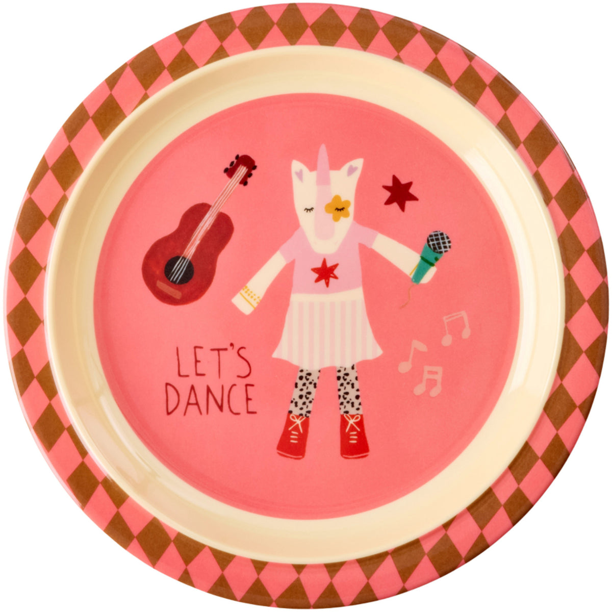 Rice Melamin Kids Lunch Tallerken Med Pink Musikk Band Print