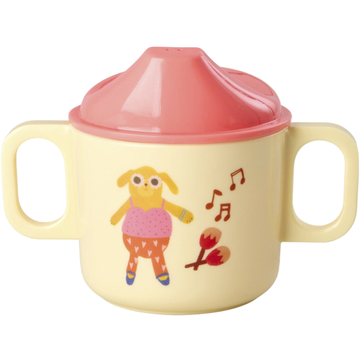 Rice Melamin 2 Handle Baby Kopp Med Pink Musikk Band Print - 250 Ml