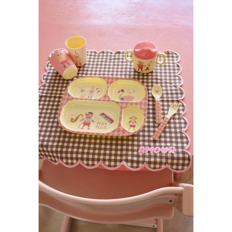 Rice Melamin Kids 4 Room Tallerken Med Pink Musikk Band Print