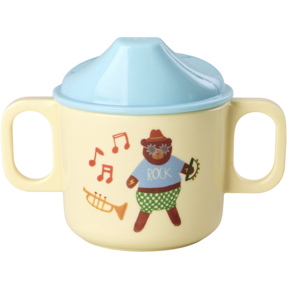 Rice Melamin 2 Handle Baby Kopp Med Blue Musikk Band Print - 250 Ml