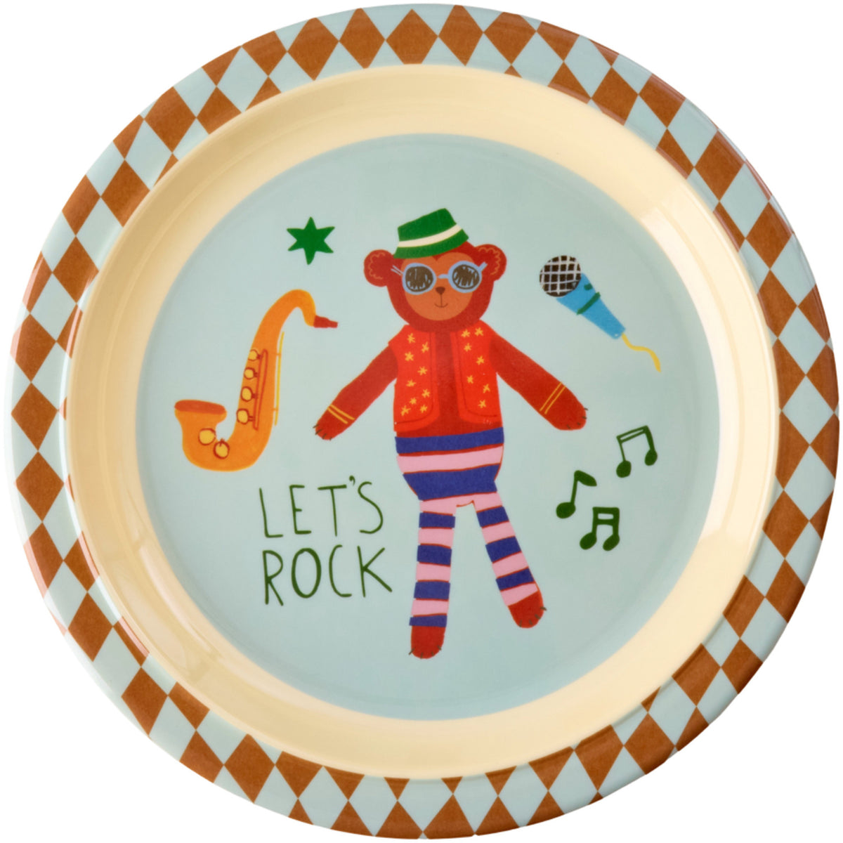 Rice Melamin Kids Lunch Tallerken Med Blue Musikk Band Print