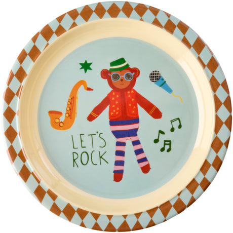 Rice Melamin Kids Lunch Tallerken Med Blue Musikk Band Print