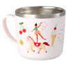 Rice Rustfrit Stål Baby Kopp Med Handle And Fixed Trekk - Pink Fun Fair Print - 260 Ml