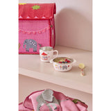 Rice Rustfrit Stål Baby Kopp Med Handle And Fixed Trekk - Pink Fun Fair Print - 260 Ml