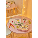Rice Rustfrit Stål 5 Room Tallerken Med Pink Fun Fair Laser Print