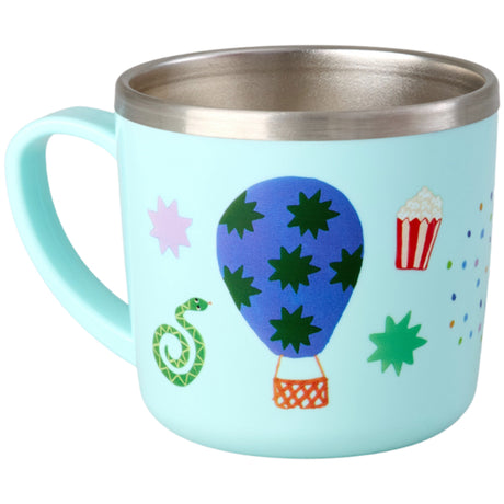 Rice Rustfrit Stål Baby Kopp Med Handle And Fixed Trekk - Mint Fun Fair Print - 260 Ml