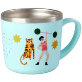 Rice Rustfrit Stål Baby Kopp Med Handle And Fixed Trekk - Mint Fun Fair Print - 260 Ml