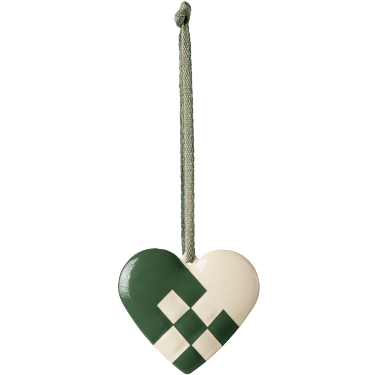 Maileg Metall ornament, Lite hjerte - Mørkegrønn
