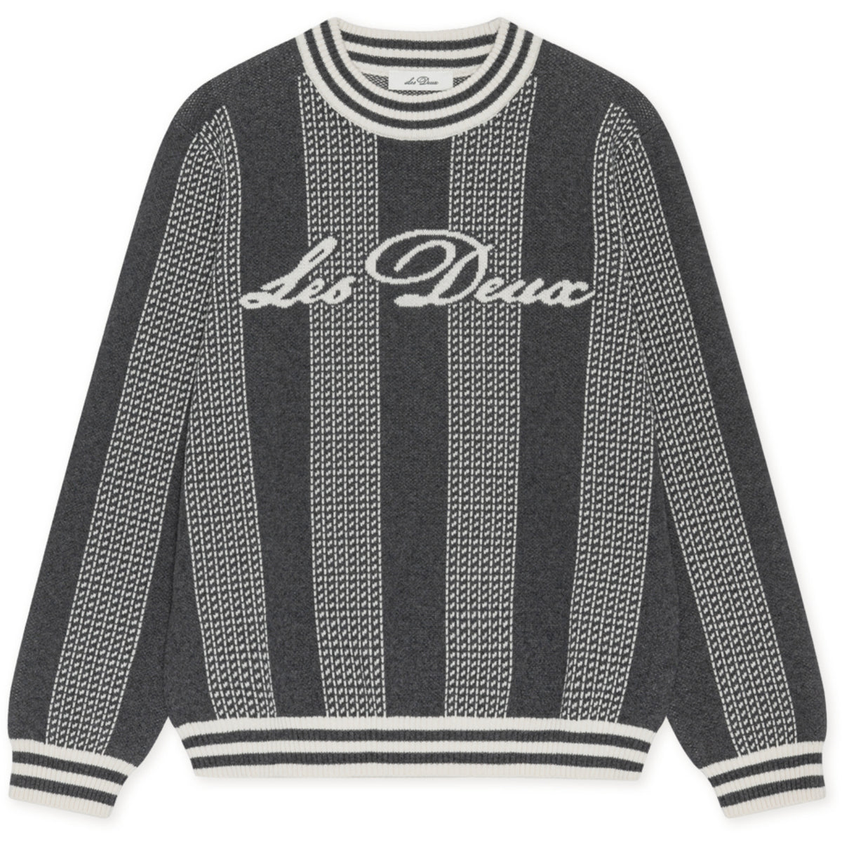 Les Deux Kids Charcoal Melange Striped Signature Strikk KIDS
