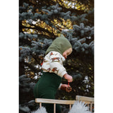 Silly Silas Footless Bomull Strømpebukser Med Braces Dark Forest Green Christmas Patterned