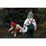 Silly Silas Footless Bomull Strømpebukser Med Braces Dark Forest Green Christmas Patterned