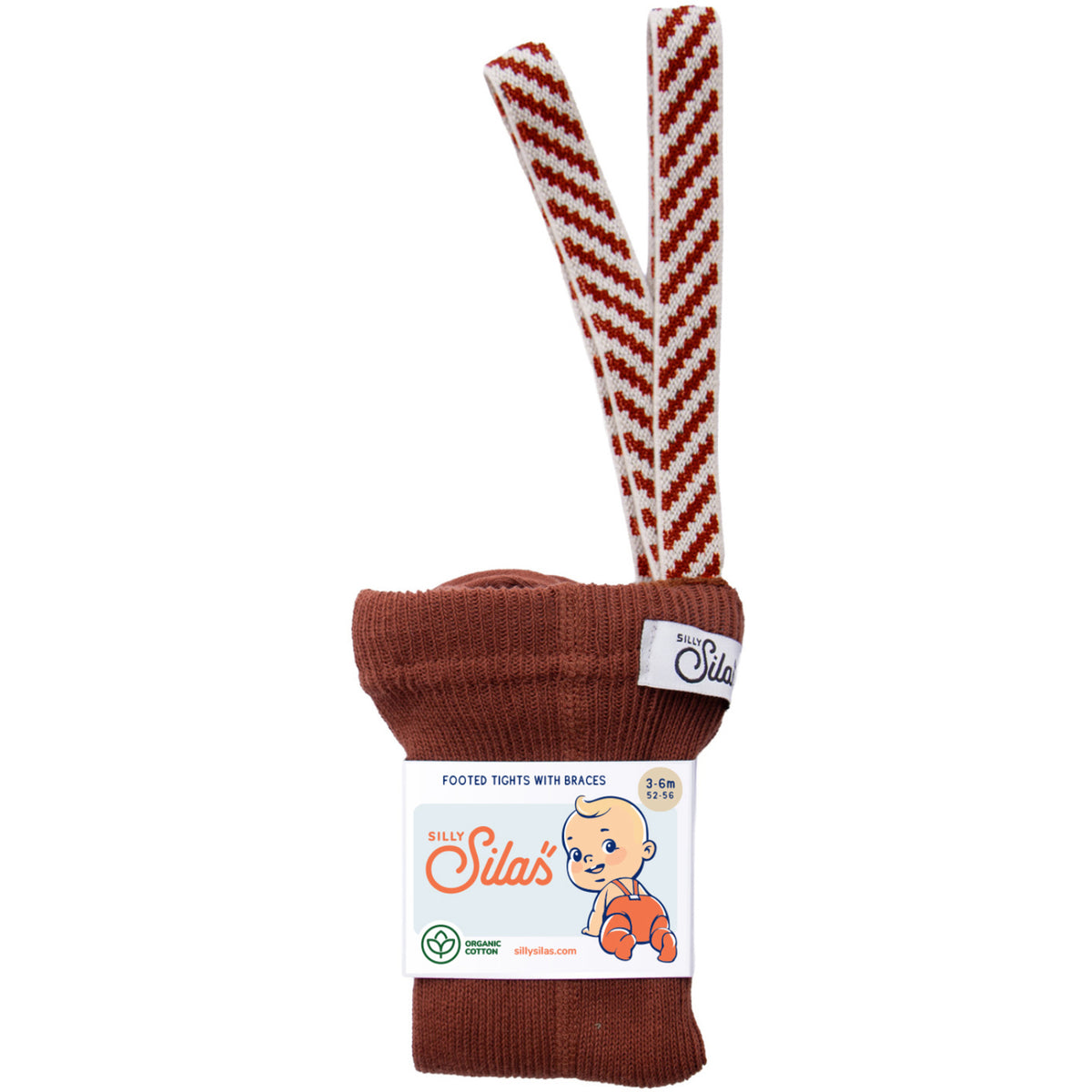 Silly Silas Bomull Strømpebukser Med Braces Cinnamon Christmas Patterned