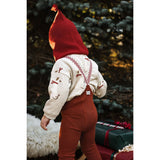 Silly Silas Footless Bomull Strømpebukser Med Braces Cinnamon Christmas Patterned