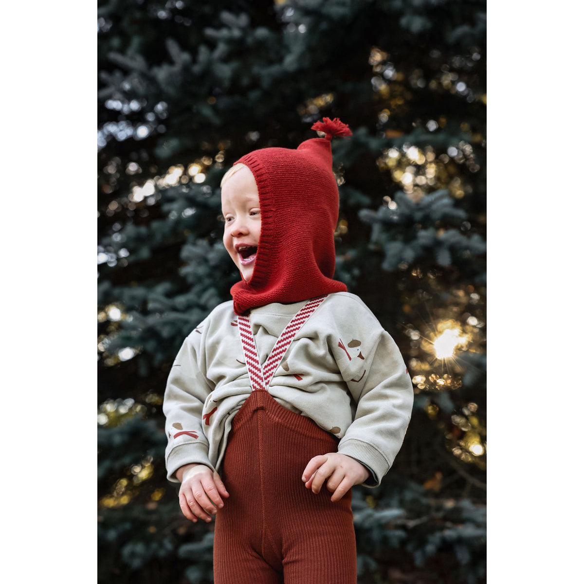 Silly Silas Bomull Strømpebukser Med Braces Cinnamon Christmas Patterned