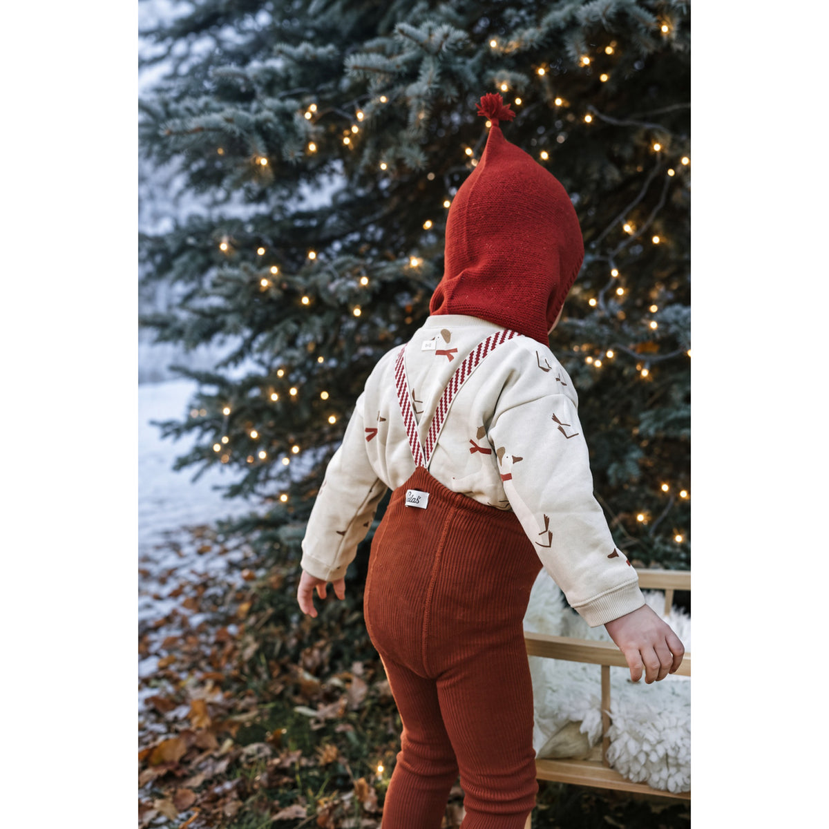 Silly Silas Bomull Strømpebukser Med Braces Cinnamon Christmas Patterned