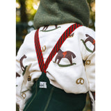 Silly Silas Footless Bomull Strømpebukser Med Braces Dark Forest Green Christmas Patterned