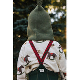 Silly Silas Footless Bomull Strømpebukser Med Braces Dark Forest Green Christmas Patterned