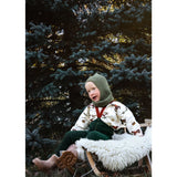 Silly Silas Footless Bomull Strømpebukser Med Braces Dark Forest Green Christmas Patterned