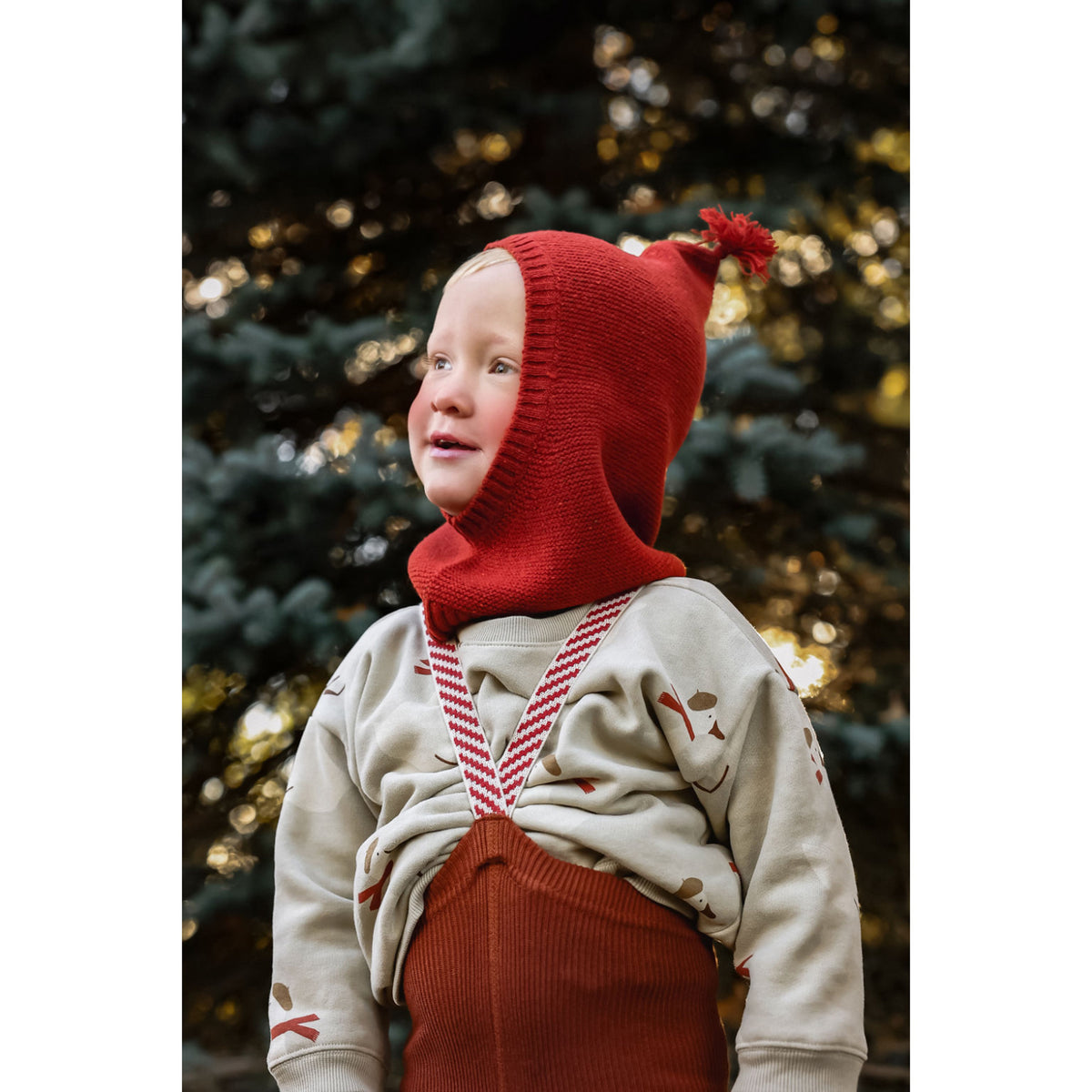 Silly Silas Footless Bomull Strømpebukser Med Braces Cinnamon Christmas Patterned