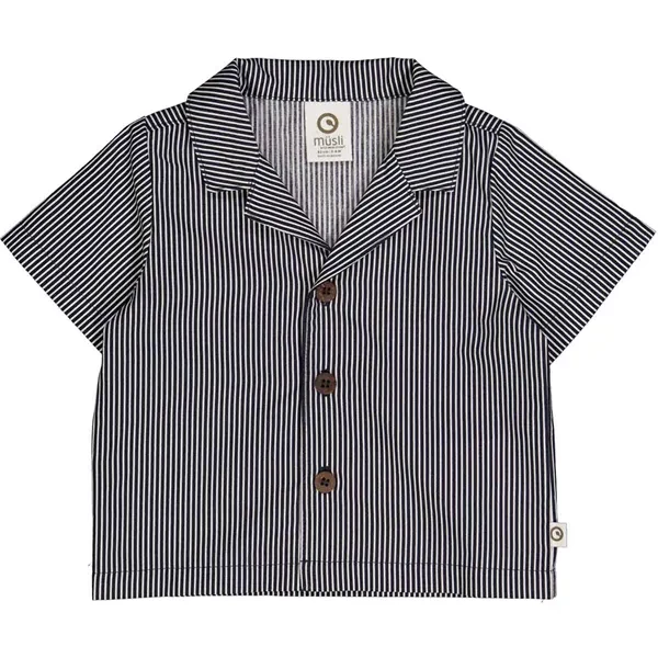 Müsli Balsam Cream/Night Blue Poplin Stripe Skjorte