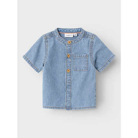 Name It Light Blue Denim Leo Stripe Denim Skjorte