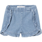 Name It Medium Blue Denim Rose Regular Stripe Denim Shorts