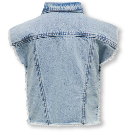 kids ONLY Light Blue Denim Cobain Rhinestone Vest Topp 2